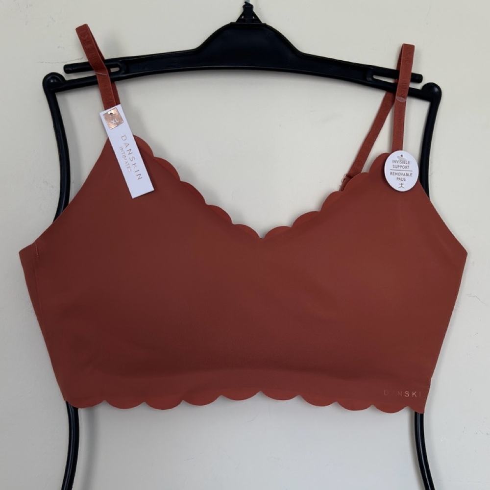 Danskin Scalloped Bralette Rust Orange NWT XL
